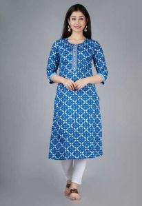 NIT-549 Women Blue Rayon Kurta