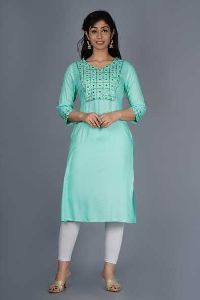 NIT-557 Women Blue Rayon Kurta