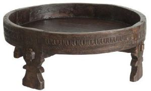 Wooden Chakki Table With Carving