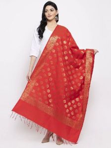 Red & Gold Banarsi Silk Dupatta