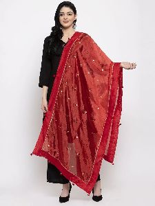 Red Polka Dot Silk Dupatta