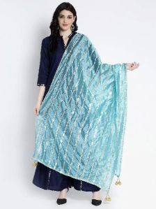 Sky Blue Gotta Patti Silk Dupatta