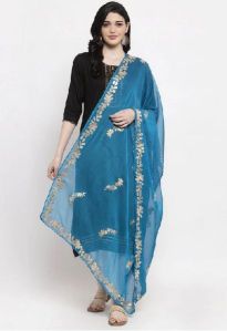 Turquoise Gotta Patti Chiffon Dupatta