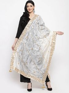 White Gotta Patti Silk Dupatta