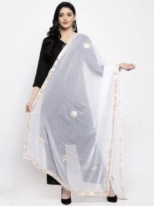 Whte Gotta Patti Chiffon Dupatta