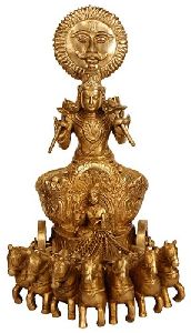 Brass Surya Dev Statue