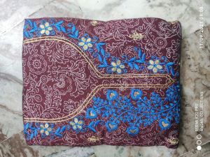 PRINTED TOLL FABRIC WITH EMBROIDERY WORK