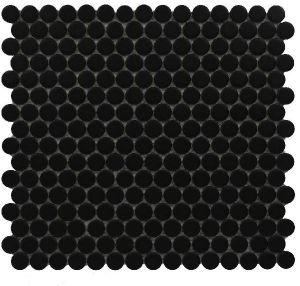 Penny Rounds Matt Black Mosaic Tiles