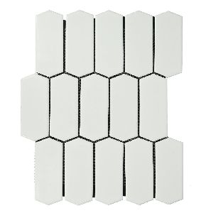 Pickets Glossy White Mosaic Tiles