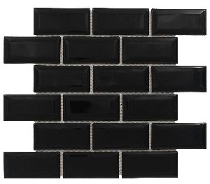 Rectangle Glossy Black Mosaic Tiles