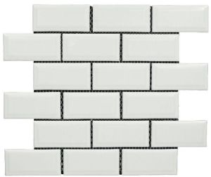 Rectangle Glossy White Mosaic Tiles