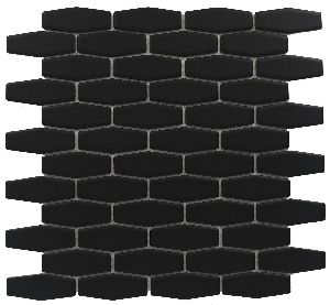 Stretch Hexagon Matt Black Mosaic Tiles