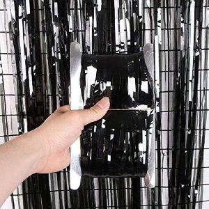 Hippity Hop Black Foil Curtain 3 By 6 Feet Pack Of 1 For Party Decoration