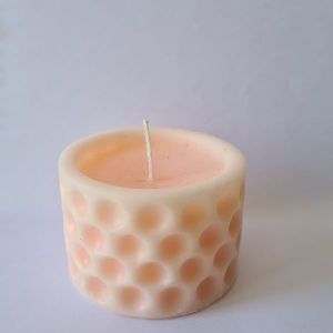 Hole pattern candle peach