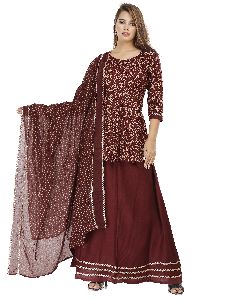 Rayon Kurta with Skirt and Dupatta