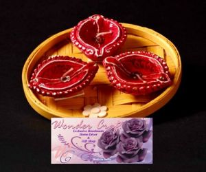 Red Gel Diya Set