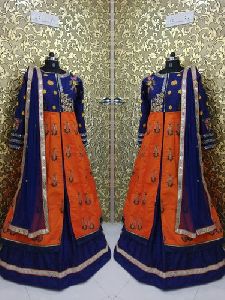 Designer Embroidery Mirror Work Indo Western Gown
