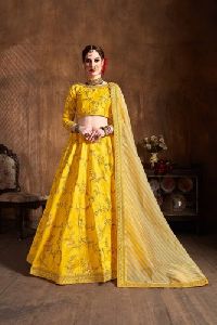 Yellow and Purple Party Wear Lehenga Choli