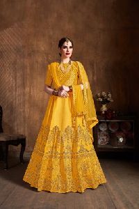 Yellow Silk Lehenga Choli