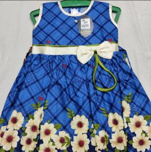 Kids Cotton white touch blue print frocks