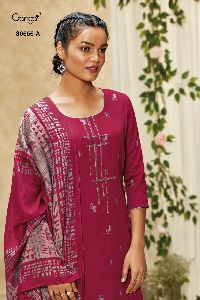 Ganga Cotton Satin Embroidery Suit