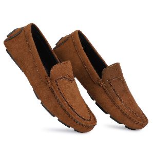 Mens Tan Brown Leather Driving Loafers