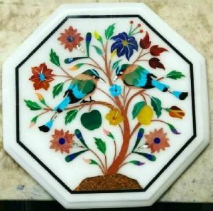 Marble Inlay Art Table Top 12 X 12 Inches