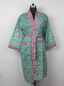 Hand Block Printed BATH ROBE .