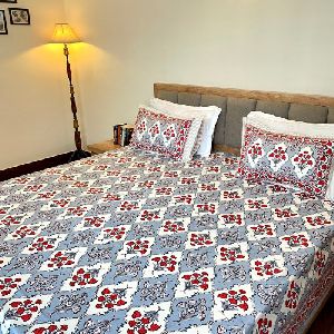 Mughal Poppy Red Grey Bedsheets