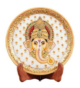 Marble Ganesha Table Top Plate