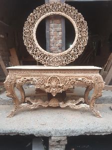 Wooden Console Table with Mirror