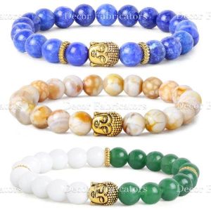 Semi Precious Onyx, Lapis Lazuli and Green Aventurine Stone Bracelet Set