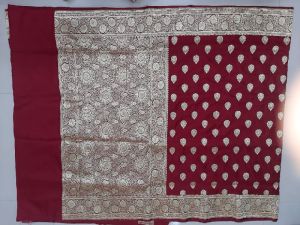 Banarsi saree katan Brownish-Red