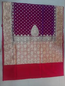 Banarsi saree margenta and red