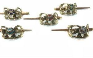 Brass Stone Chips Hair Clips