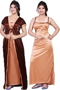 Women Brown Nighty with Robe