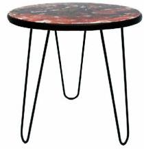 Red Marble Effect End Tables