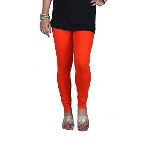 Orange Cotton Lycra Churidar Leggings