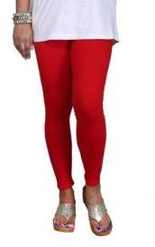 Red Cotton Lycra Kali Ankle Length Leggings