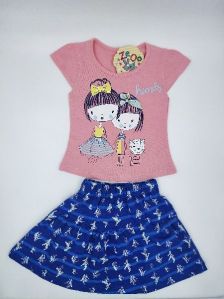 Kids Girl Printed Skirt Top Set