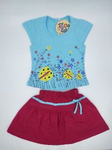 Zeoo Kids Printed Skirt Top Set