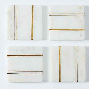 Brass Inlay Marble Coaster