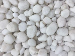 Polished white quartz pebbles