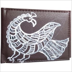 Peacock Hand Painted Mens Wallet