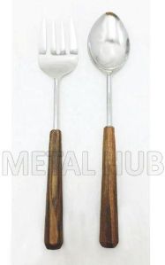 Wooden Handle Salad Server Set