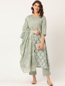 Green Suit Set with Dupatta
