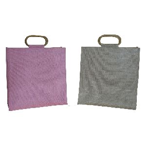 Wooden Cane Handle PP Laminated Jute Bag