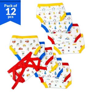 ARINDAS Reusable Printed Nappy Diapers, for New Born (0-6 Months) (Multicolour, Pack of 12)