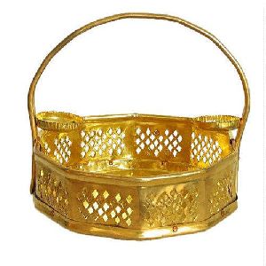 Golden Brass Flower Basket