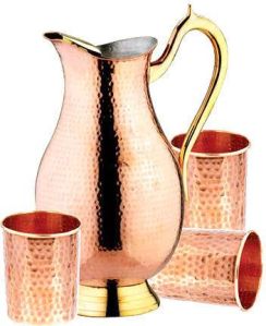 Copper Jug and Glass Set